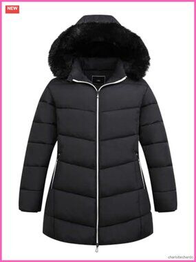 Women's Plus Size Winter Down Alternative Coat Waterproof Removable Hood
